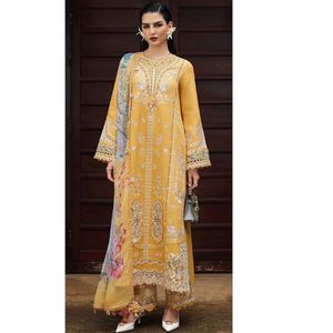 Vestido de Fiesta de 3 Piezas para Mujer, Elástico, con Bordado Chikankari de Lujo, con Paneles de Camisa Bordados, Mangas y Bordes - Product Image 1