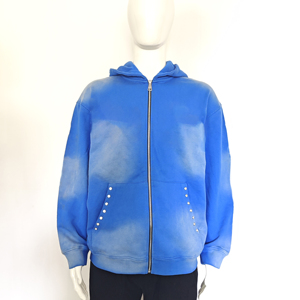 Custom High Quality Streetwear Hoodie Fleece <b>Zip</b> Up Printed Men Hoodie Vintage Acid Wash Sun Faded Distressed <b>Pockets</b> <b>Hoodies</b> - Product Image 1