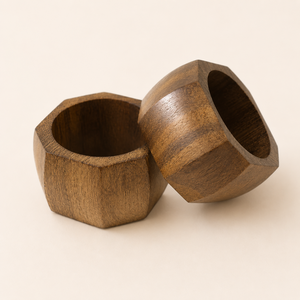 Anneaux de serviette géométriques faits à la main en bois naturel pour mariage, fête, décoration de table moderne et écologique pour la maison et le restaurant - Product Image 1