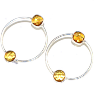 ต่างหูห่วงทรงกลมประดับพลอยซิทรินไฮโดรควอตซ์ ดีไซน์แฟชั่นไม่ซ้ำใคร ชุบเงินแท้ 925 สำหรับผู้หญิงและเด็กผู้หญิง ขายส่งจำนวนมาก - Product Image 2