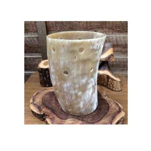 Par de Jarrones de Flores Hechos a Mano con Cuerno de Búfalo Antiguo, Artículo Decorativo Natural para el Hogar, Estilo Rústico, Material de Madera - Product Image 2