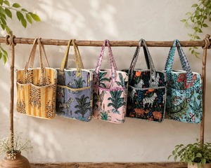 Handmade Fashion Quilted Cotton <b>Laptop</b> <b>Sleeve</b> Shoulder Strap Zipper Closure Shopping Documents Bag Rajasthan Origin Model 100 - Product Image 5