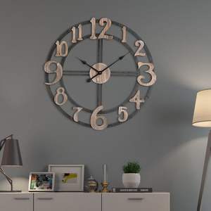 Elegant Metal <b>Wall</b> <b>Clock</b> Featuring <b>Decorative</b> Edges For Living Room Accent And Refined Interior Design - Product Image 6
