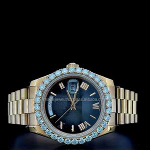 Reloj de alta calidad con bisel de diamantes en oro rosa, modelo Presi con bisel de diamantes Moissanite de gran tamaño, función automática de día y fecha. - Product Image 2
