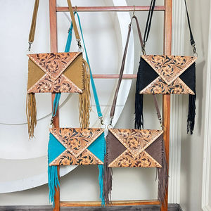 Luxury Designer Hand Tooled Suede Leather Envelope Crossbody Shoulder Women's Bags Large Capacity Cowhide Leather Clutch <b>Handbag</b> - Product Image 4