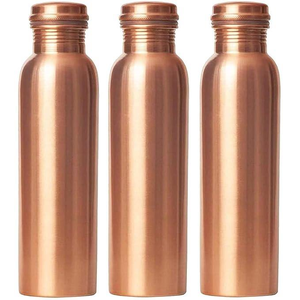 ขวดน้ำทองแดงแท้เรียบง่ายทันสมัยพร้อมฝาปิดกันรั่ว สำหรับสำนักงาน ยิม โยคะ อุปกรณ์เสริมเพื่อสุขภาพ ภาชนะใส่เครื่องดื่ม - Product Image 4