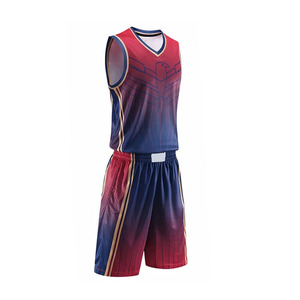 Conjunto de Uniforme de Baloncesto para Hombre, Degradado Rojo y Azul, Sin Mangas, Cuello en V, Jersey Deportivo de Secado Rápido y Pantalones Cortos, Uniforme de Baloncesto Femenino - Product Image 4