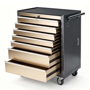 Heavy-Duty Metal Workshop Tool Cart Two Upper Drawers Double-Door Lower Cabinet Modern Fixed Swivel Casters Customizable - Product Image 1