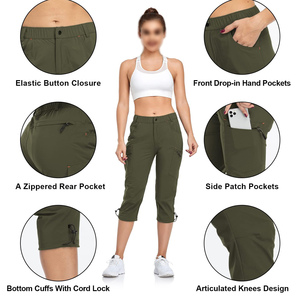 Pantalon Capri pour femme, léger, à séchage rapide, pour entraînement sportif, décontracté, pour l'extérieur, avec poche zippée, respirant - Product Image 5