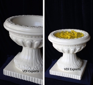Antique <b>White</b> Hand Carved Decorative Urn <b>Planter</b>-Durable Lightweight Floor <b>Planter</b> Polyester Resin Punjab Origin for Flowers - Product Image 3