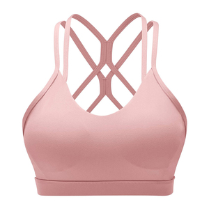 2026 Arrival Women Sports <b>Bra</b> Breathable Quick Dry Front Logo Medium Support Fitness Gym Wear Yoga Cotton <b>Removable</b> <b>Pads</b> - Product Image 4