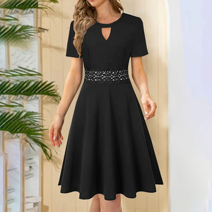 Vestido Maxi Negro de Gasa con Estampado Floral, Cuello con Abertura, Sin Mangas, Encaje, Cintura Alta, Ajustado, Casual para Uso Diario - Product Image 1