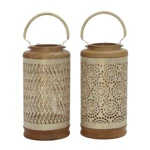 Faroles colgantes de lujo, juego de 2 portavelas de metal, decoración para Ramadán y Eid, decoración para el hogar y el jardín, juego de faroles de color dorado - Product Image 4