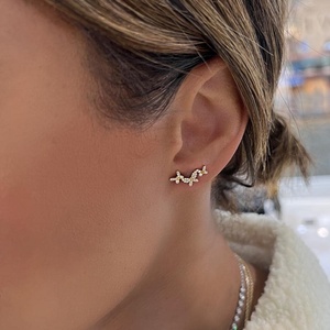 Boucles d'oreilles papillon en or massif 14k 18k avec diamants cultivés en laboratoire, taille ronde pavée, fermoir poussoir, bijoux fins délicats, vente en gros - Product Image 6