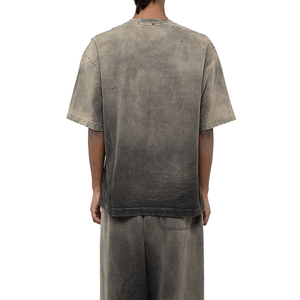 Camiseta de Manga Corta Oversize para Hombre, Estilo Urbano, Cuello Redondo, Color Sólido, con Bolsillo, Lavado Ácido - Product Image 3