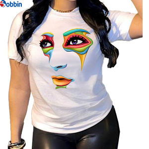 Camiseta Personalizada para Mujer, Moderna, con Estampado Bonito, Blanca, de Manga Corta, Cuello Redondo, Tejida, para Primavera, Verano y Otoño - Product Image 1