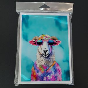 Whimsical A7 Tamaño 5x7 New Hippie Animal Sheep Tarjetas de felicitación Paquete de 8 tarjetas de nota en blanco con sobres - Product Image 3