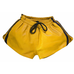 Shorts en cuir véritable jaune de qualité supérieure, élégants, personnalisables avec votre propre logo, nouvelle collection, par un fournisseur de confiance. - Product Image 1