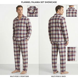 Pantalon de pyjama en coton à carreaux pour homme, taille à cordon, décontracté, en flanelle, personnalisé - Product Image 4