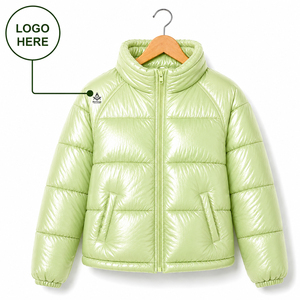 Veste matelassée personnalisée avec logo de la franc-maçonnerie, col montant, fermeture éclair, vert clair, manteau chaud d'hiver pour femme - Product Image 1