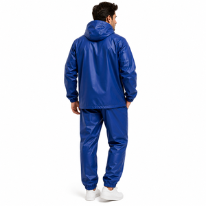 Custom PVC Waterproof Rain Suit with Hood Heavy Duty Rain <b>Jacket</b> and Pants Windproof Outdoor Work Fishing Motorcycle Rainwear - Product Image 4