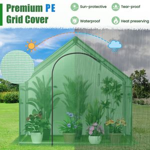 Casetta Portatile da Esterno con Copertura in PE e Porta Avvolgibile con Cerniera per Serre da Giardino e Ambienti Interni - Product Image 6