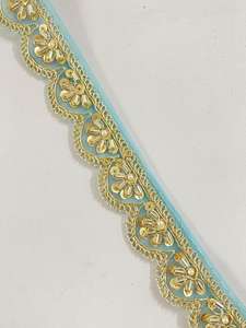 Erkoumi – Vente en gros de dentelle festonnée écologique 100 % polyester avec paillettes or et argent pour emballage cadeau de fêtes, style ethnique - Product Image 3