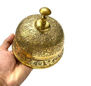 <b>Brass</b> Reception Desk <b>Bell</b> Vintage Service Counter <b>Bell</b> Decorative Hotel Restaurant Call <b>Bell</b> Engraved Antique Finish - Product Image 3