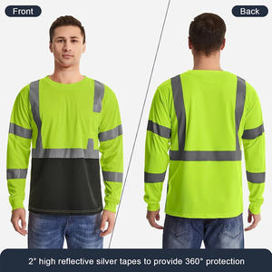 Chemises de sécurité haute visibilité avec bandes réfléchissantes pour hommes, chemises à manches longues réfléchissantes de classe 2 - Product Image 2