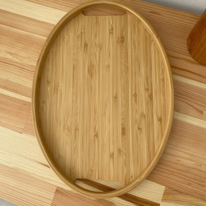 Bandeja de Servir Ovalada Premium de Bambú con Asas Integradas, Ecológica, Hecha a Mano, para Servir Desayuno, Té, Café y Comida en el Hogar - Product Image 1