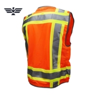 Profesyonel Kalite Yüksek Görünürlüklü Polyester Güvenlik Yeleği Unisex Yansıtıcı İş Kıyafeti Turuncu Cepli Şeritli Serigrafi Baskılı