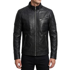 Chaqueta de Cuero Marrón Cognac Minimalista con Cierre de Cremallera Simple en el Pecho, Cremallera Lateral Vertical, Cuello con Pestaña de Botón Estrecha, Chaquetas Elegantes - Product Image 6