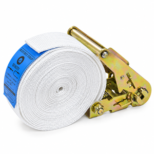 Sangle d'arrimage à cliquet en polyester blanc de 38 mm, haute résistance, avec boucle en acier, longueur personnalisable pour l'arrimage de marchandises sur camion - Product Image 6
