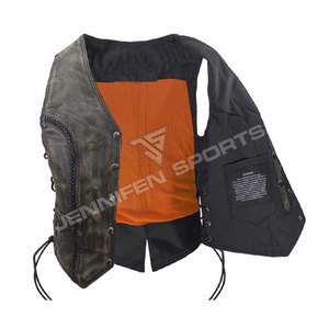 Chaleco de Cuero Antiguo para Mujer, Estilo Motero, Elegante, para Motociclismo, Duradero, Cómodo, con Cordones Laterales, Resistente al Viento, para Invierno - Product Image 4