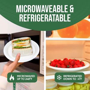 Confezione da 100 Piatti Monouso da 9 Pollici, Stoviglie 100% Compostabili, Resistenti a Perdite e Grasso, Adatti al Microonde, per Feste - Product Image 2