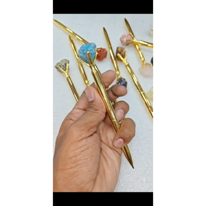 ปากกาทองคำทำมือสุดหรูหราประดับด้วยคริสตัลอัญมณีดิบธรรมชาติ ของขวัญธุรกิจสำหรับเขียนและเซ็นชื่อ - Product Image 2