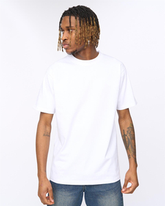 Camiseta de Manga Corta para Hombre, Cuello Redondo, Corte Regular, Algodón Blanco, Color Sólido, Diseño Liso Tejido - Product Image 1