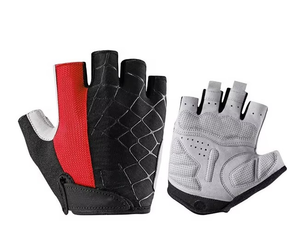 Gants de cyclisme légers et respirants en cuir à demi-doigts avec rembourrage antidérapant professionnel pour vélo, fermeture auto-agrippante imperméable - Product Image 1