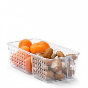 Contenitore portaoggetti PlasticForte a 2 scomparti, trasparente, per alimenti, per frigorifero, con maniglia, per la conservazione della freschezza - Product Image 2