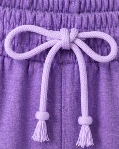 Conjunto de Salón para Mujer Lavender, Morado con Ribete en Contraste, Manga Corta, Informal, de Verano, Dos Piezas, Suave y Transpirable, Mezcla de Algodón - Product Image 4
