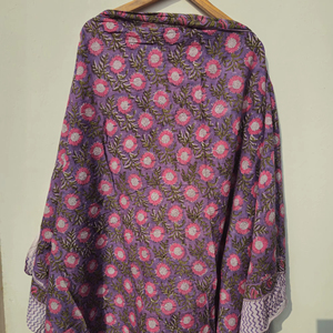 Sarong en coton imprimé à la main, paréo floral, couverture de plage bohème pour femme, 100% coton - Product Image 1