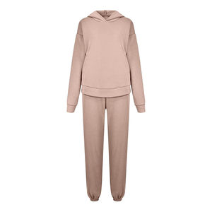 Fashion Trendy Women's Customized Logo Solid Tracksuit Set Eco-Friendly Quick Dry Breathable Winter Hooded Jogger Casual - Product Image 1