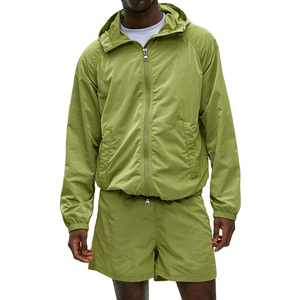 Eco Friendly Reversible Breathable Personalized Logo Windbreaker Shorts <b>Set</b> Nylon Full Zip-Up Two Lightweight Short <b>Set</b> Men's - Product Image 5