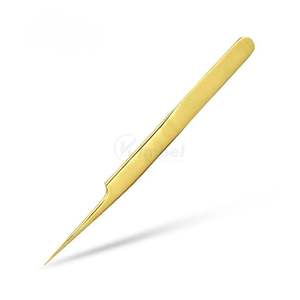 แหนบต่อขนตาเคลือบทอง แหนบโค้งสำหรับต่อขนตาแบบเส้นต่อเส้น ราคาขายส่ง - Product Image 2