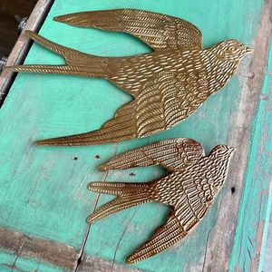 Resin <b>Gold</b> Bird Ornament <b>Wall</b> Hanging Traditional Flying Design for Wedding Christmas Indoor Living Room Home Decor 100% - Product Image 2