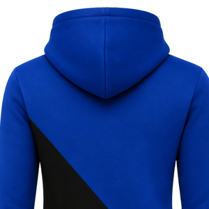 Sweat-shirt à capuche zippé intégral pour femme, personnalisé, bleu roi et noir, à deux empiècements, manches longues, style color block, décontracté, pour sororité et université - Product Image 6