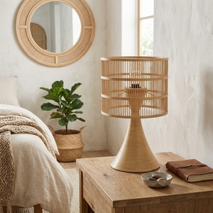 Modern Eco-Friendly Bamboo Table <b>Lamp</b> for Home Decor Interior Design Bedroom Living Room Electric Power Supply - Product Image 5