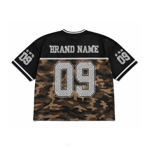 เสื้อฟุตบอลอเมริกันคอวี แบรนด์ Camo Custom ประดับคริสตัลและเพชรเทียม สำหรับทีมหญิง ผ้าโพลีเอสเตอร์ตาข่าย 220GSM รับผลิตแบบ OEM เสื้อยืดฟุตบอล - Product Image 5