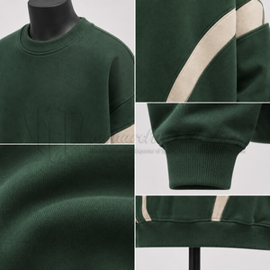 Sudadera de cuello redondo con bloques de color personalizados para hombre, forro polar premium, estilo casual urbano, venta al por mayor - Product Image 6