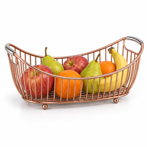 Panier à fruits classique moderne en métal avec poignées élégantes et design en fil métallique ouvert pour la cuisine, la table à manger, le comptoir et la décoration intérieure - Product Image 2